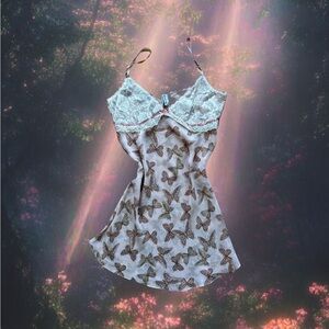 Rampage White and Brown Butterfly Chemise